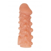 Телесная закрытая насадка с шариками Cock Sleeve Size M - 15,6 см. - KOKOS - в Пушкино купить с доставкой
