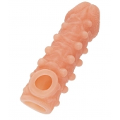 Телесная закрытая насадка с шариками Cock Sleeve Size M - 15,6 см. - KOKOS - в Пушкино купить с доставкой