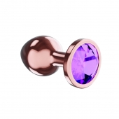Пробка цвета розового золота с фиолетовым кристаллом Diamond Amethyst Shine S - 7,2 см. - Lola Games - купить с доставкой в Пушкино