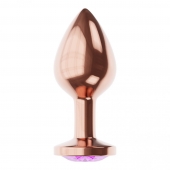 Пробка цвета розового золота с фиолетовым кристаллом Diamond Amethyst Shine S - 7,2 см. - Lola Games - купить с доставкой в Пушкино