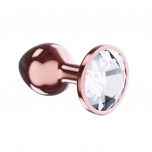 Пробка цвета розового золота с прозрачным кристаллом Diamond Moonstone Shine L - 8,3 см. - Lola Games - купить с доставкой в Пушкино