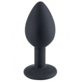 Черная малая силиконовая пробка с прозрачным кристаллом - Свободный ассортимент