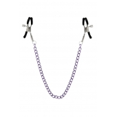 Зажимы для сосков с фиолетовой цепочкой Sweet Caress Nipple Chain - Sweet Caress - купить с доставкой в Пушкино
