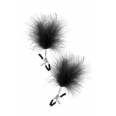 Зажимы на соски с черными пуховыми кисточками Sweet Caress Feather Nipple Clumps - Sweet Caress - купить с доставкой в Пушкино