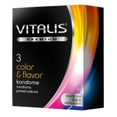 Цветные ароматизированные презервативы VITALIS PREMIUM color   flavor - 3 шт. - Vitalis - купить с доставкой в Пушкино