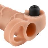 Телесная вибронасадка с кольцом Vibrating Real Feel 2 Extension - 16 см. - Pipedream - в Пушкино купить с доставкой