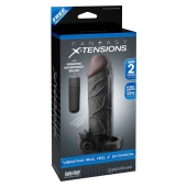 Чёрная вибронасадка с кольцом Vibrating Real Feel 2 Extension - 16 см. - Pipedream - в Пушкино купить с доставкой