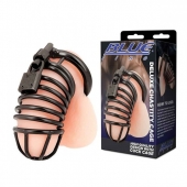 Черная металлическая клетка с замком Deluxe Chastity Cage - BlueLine - купить с доставкой в Пушкино
