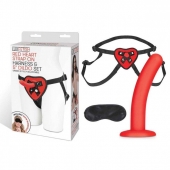 Красный поясной фаллоимитатор Red Heart Strap on Harness   5in Dildo Set - 12,25 см. - Lux Fetish - купить с доставкой в Пушкино