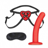 Красный поясной фаллоимитатор Red Heart Strap on Harness   5in Dildo Set - 12,25 см. - Lux Fetish - купить с доставкой в Пушкино