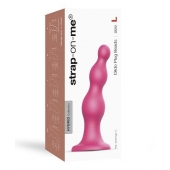 Розовая насадка Strap-On-Me Dildo Plug Beads size L - Strap-on-me - купить с доставкой в Пушкино