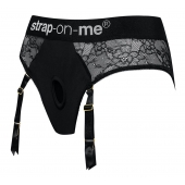 Черные трусики для насадок Diva Lingerie Harness - size S - Strap-on-me - купить с доставкой в Пушкино