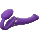 Фиолетовый безремневой вибрострапон Vibrating Bendable Strap-On - size L - Strap-on-me - купить с доставкой в Пушкино