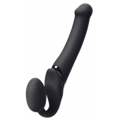 Черный безремневой вибрострапон Silicone Bendable Strap-On - size XL - Strap-on-me - купить с доставкой в Пушкино