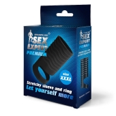 Черная открытая насадка на пенис с кольцом для мошонки XXXL-size - 9,9 см. - Sex Expert - в Пушкино купить с доставкой
