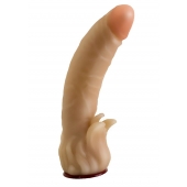 Телесная гелевая насадка-фаллос с клиторальными лепестками - 18,5 см. - LOVETOY (А-Полимер) - купить с доставкой в Пушкино