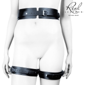 Черный кожаный пояс с гартерами - S-M - Notabu - купить с доставкой в Пушкино