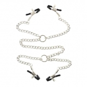 Серебристые зажимы для сосков и половых губ на тонкой цепочке - Notabu - купить с доставкой в Пушкино