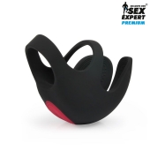 Черная вибронасадка на пенис и мошонку Sex Expert - Sex Expert - в Пушкино купить с доставкой