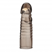 Дымчатая насадка-удлинитель Ribbed Realistic Penis Enhancing Sleeve Extension - 15,2 см. - BlueLine - в Пушкино купить с доставкой