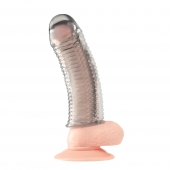 Текстурированная насадка на пенис Clear Textured Penis Enhancing Sleeve Extension - 16,5 см. - BlueLine - в Пушкино купить с доставкой