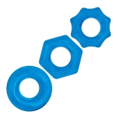 Комплект из трех голубых колец для эрекции 3-Pack Nuts   Bolts Stretch Cock Ring Set - BlueLine - в Пушкино купить с доставкой