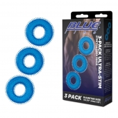 Комплект из трех голубых колец для эрекции 3-Pack Ultra-Stim Stretch Cock Rings - BlueLine - в Пушкино купить с доставкой