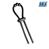 Черное эрекционное кольцо со стимулирующими бусинами - Sex Expert - в Пушкино купить с доставкой