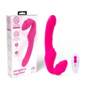 Розовый безремневой страпон на радиоуправлении Strapless Together - 22 см. - Together Toy - купить с доставкой в Пушкино
