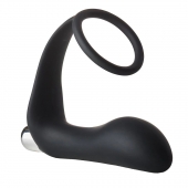 Черное эрекционное кольцо с вибропробкой Vibrating Anal Plug With Cockring - Dream Toys - в Пушкино купить с доставкой