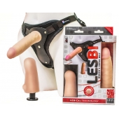 Телесный страпон Harness LESBI с вагинальной пробкой - 16,5 см. - LOVETOY (А-Полимер) - купить с доставкой в Пушкино