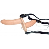 Телесный женский страпон с вагинальной пробкой Strap-On Duo - 15 см. - Orion - купить с доставкой в Пушкино