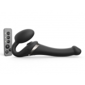 Черный безремневой страпон Multi Orgasm Size S с клиторальной стимуляцией - Strap-on-me - купить с доставкой в Пушкино