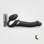 Черный безремневой страпон Multi Orgasm Size L с клиторальной стимуляцией - Strap-on-me - купить с доставкой в Пушкино