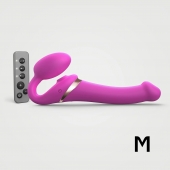 Ярко-розовый безремневой страпон Multi Orgasm Size M с клиторальной стимуляцией - Strap-on-me - купить с доставкой в Пушкино