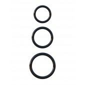 Набор из трех черных эрекционных колец Silicone 3-Ring Stamina Set - Pipedream - в Пушкино купить с доставкой