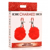 Красные зажимы на соски с помпонами Pom Pom - XR Brands - купить с доставкой в Пушкино