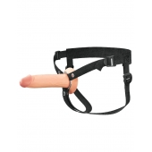 Телесный полый страпон на черных ремнях Hollow Silicone Strap-on - 17,8 см. - Pipedream - купить с доставкой в Пушкино