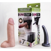 Страпон-унисекс с двумя насадками UNI strap 7  Harness - 19 и 16 см. - LOVETOY (А-Полимер) - купить с доставкой в Пушкино