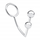 Кольцо на пенис с анальным стимулятором Two Bead Stainless Steel Anal Hook   Cock Ring - BlueLine - в Пушкино купить с доставкой