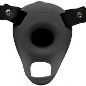 Черный полый страпон с вибрацией 2’’ Erection 28X Smooth Vibrating Silicone Penis Sheath - XR Brands - купить с доставкой в Пушкино