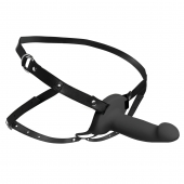 Черный полый страпон с вибрацией 2’’ Erection 28X Smooth Vibrating Silicone Penis Sheath - XR Brands - купить с доставкой в Пушкино