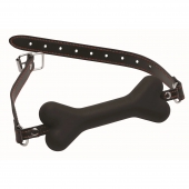 Черный кляп в форме косточки Hound Adjustable Dog Bone Gag - XR Brands - купить с доставкой в Пушкино