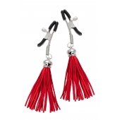 Зажимы на соски «Прищепки» с красными кисточками из замши - Pecado - купить с доставкой в Пушкино