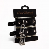 Черные скругленные наручники с мягкой бежевой подкладкой - Crazy Handmade - купить с доставкой в Пушкино