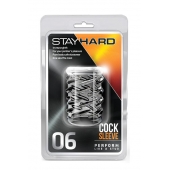Прозрачная насадка с объёмными чёрточками STAY HARD COCK SLEEVE 06 CLEAR - Blush Novelties - в Пушкино купить с доставкой