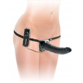 Черный страпон с вагинальной пробкой Deluxe Vibrating Penetrix Strap-On - 19 см. - Pipedream - купить с доставкой в Пушкино