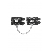 Черные кожаные наручники-браслеты из двух ремешков - Pecado - купить с доставкой в Пушкино