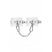 Белые мягкие кожаные наручники с люверсами - Pecado - купить с доставкой в Пушкино