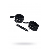 Черные двухслойные кожаные оковы с белой строчкой - Pecado - купить с доставкой в Пушкино